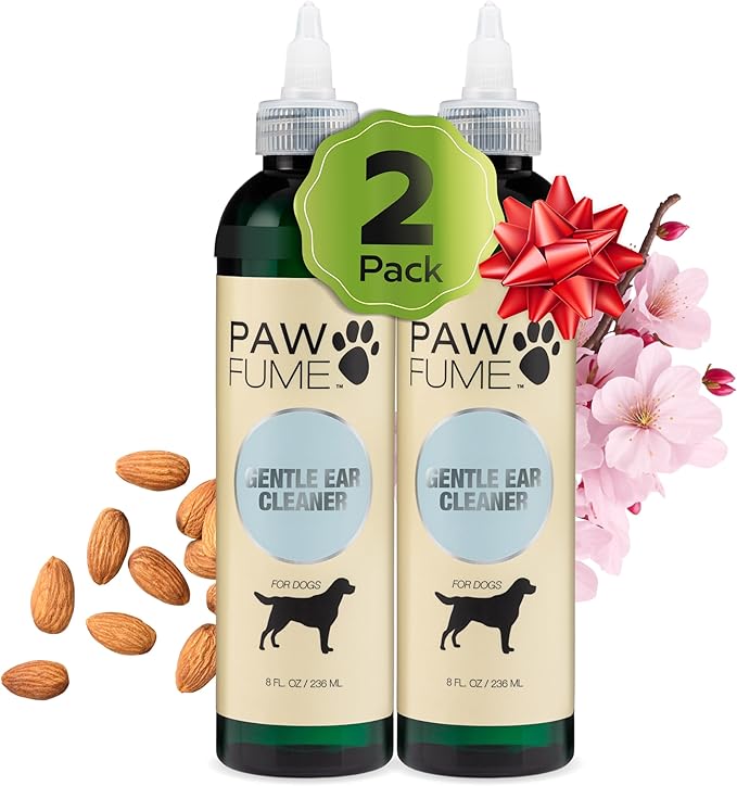Pawfume Dog Ear Cleaner Solution, 2-Pack – Soothe Itchy Ears Instantly – with St. John’s Wort & Almond Extracts, Vet-Certified Formula, Alcohol-Free & Sulfate-Free – Dog Ear Wash for All Breeds