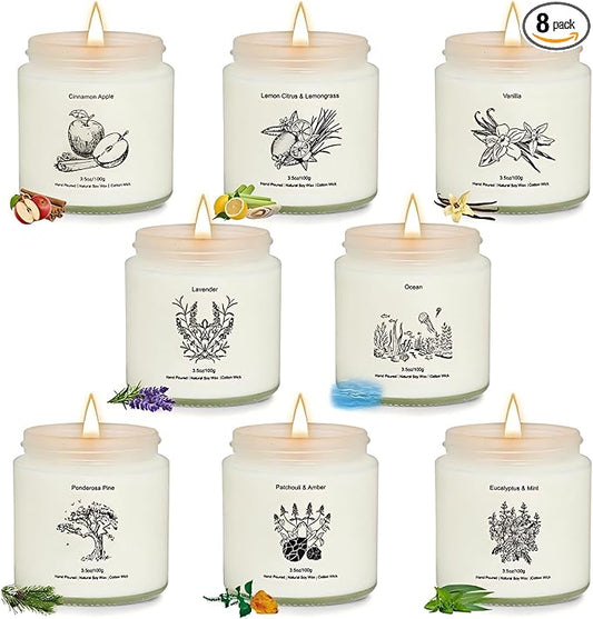 Candles for Home Scented, Gifts for Women, 8 Pack Aromatherapy Candle Set for Women, Natural Soy Wax Jar Candles Set, Candle Gifts for Mother's Day, Birthday, Valentine's Day