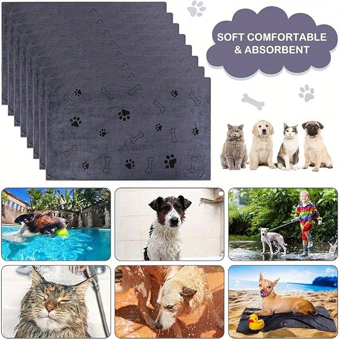 Dog Towels for Drying Dogs,Microfiber Pet Grooming Towel Quick Drying Bathing Supplies Bathing Shower BeachTowel for Dogs Cats and Other Pets,Grey 1-Pack