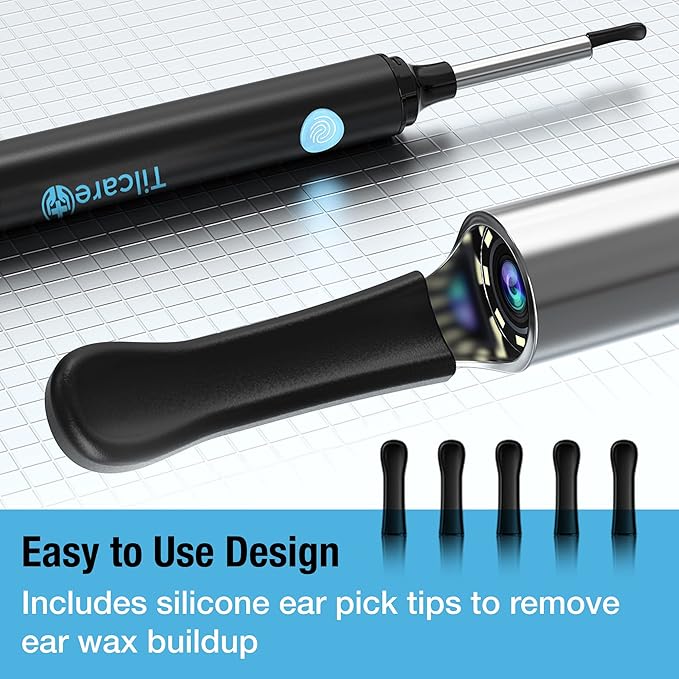 Ear Wax Removal Tool with Ear Camera by Tilcare - Ear Irrigation Flushing System for Adults & Kids - Perfect Ear Cleaning Kit - includes Basin, Syringe, Curette Kit, Towel and 30 Disposable Tips