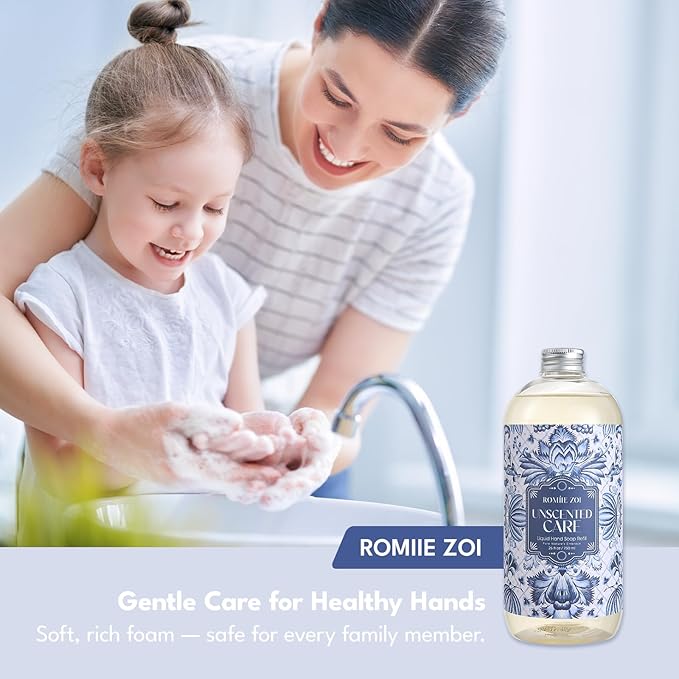 ROMIIE ZOI Liquid Hand Soap Refills Gift Set – Unscented – 3 x 26 Fl Oz Bottles – Plant-Based, Non-Toxic, Fragrance-Free & Gentle Moisturizing Formula – for Sensitive Skin, Bathroom, Kitchen