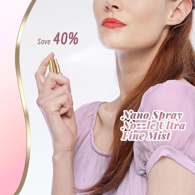 10ml Perfume Travel Atomizer,Genuine Leather Bottom Filling Refillable Perfumes Bottle,Mini Cologne Fragrances Dispenser,Portable Sprayer Pocket Size for Plane Trip Gift 0.34oz (Pink)