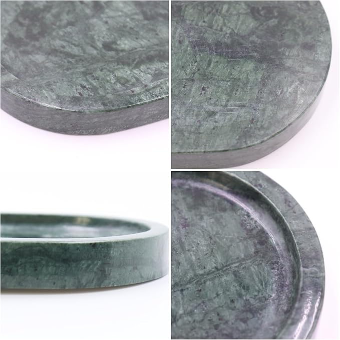 Natural Marble Tray, Oval Vanity Decorative Tray for Bathroom Counter, Countertop Stone Organizer, Catchall Tray for Kitchen, Perfume, Candles, Jewelry Dish Decorative Tray