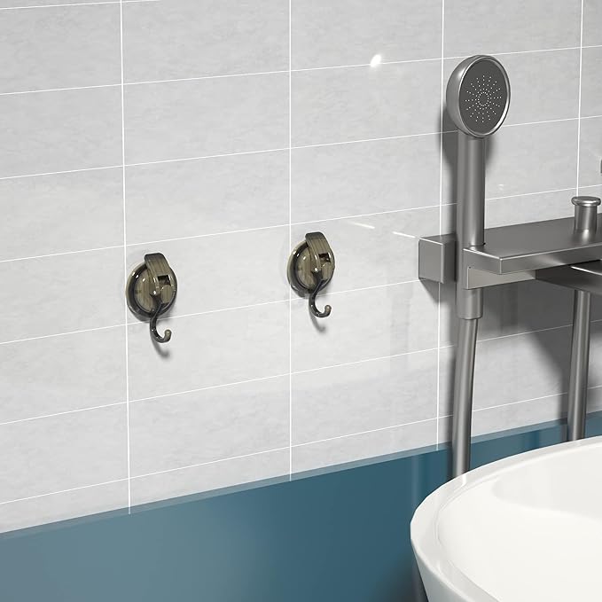 Heavy Duty Vacuum Suction Cup Hooks, Green Bronze Plated Polished Super Suction for Kitchen Bathroom, 2 Pack