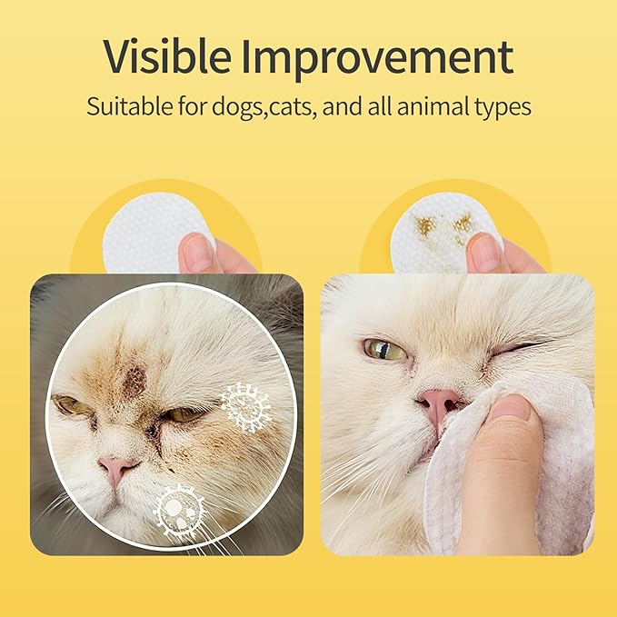 MIOSSZI 130 PCS Pet Eye Wipes for Dogs & Cats Tear Stain Remover Wipes for Dog Eyes Wipes Gently Remove Tear Stain, Debris, Discharge Hypoallergenic Cat Eye Wipes Pet Cleaning for Eyes Grooming Wipes