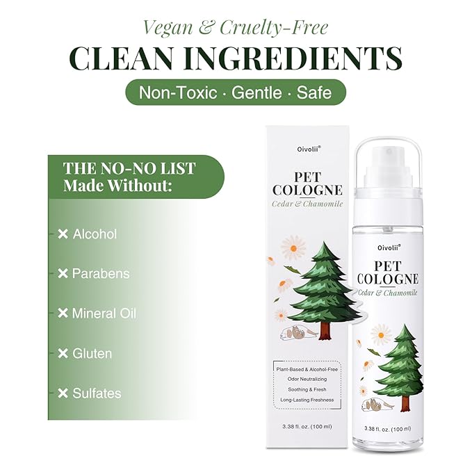 Pet Cologne Spray for Dogs & Cats – Natural Deodorizing Perfume – Long-Lasting Scent – Alcohol-Free, Hypoallergenic, Safe Grooming Spray for Pets