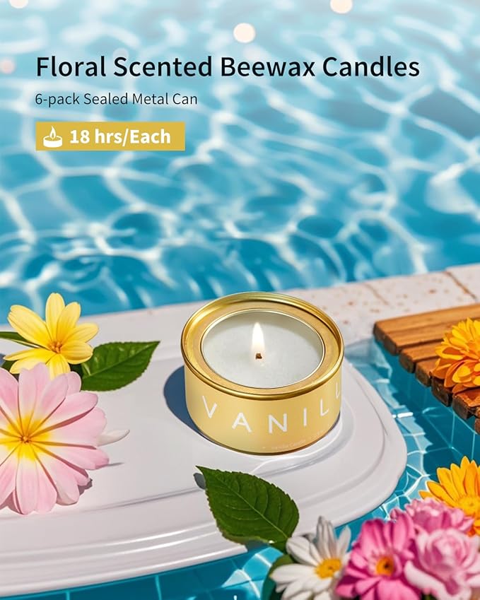 VTS Candles for Home Scented, 6 Pack Aromatherapy Candles (Lavender, Vanilla, English Pear & Freesia, Neroil, Clary Sage, Jasmine Sambac), Candles Gift Set for Stocking Stuffers, Christmas, Birthday