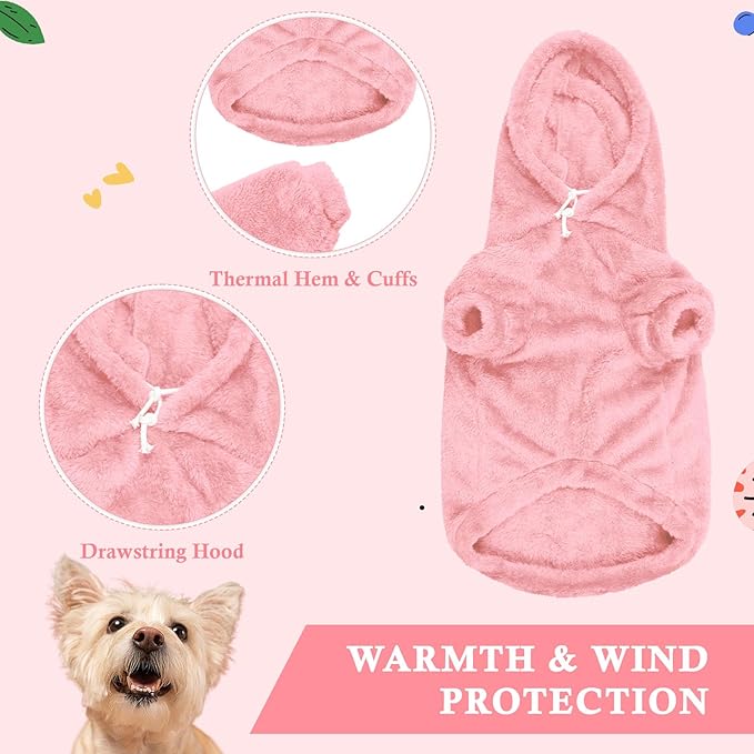 3XL Dog Sweaters for Large Dogs,Dog Hoodie,Warm Fuzzy Fleece Sweatshirt with Hood & Pocket,Leash Hole,Cozy Cold Weather Pet Clothes Sweater Hoodie for Large Dogs(Pink,3XL)