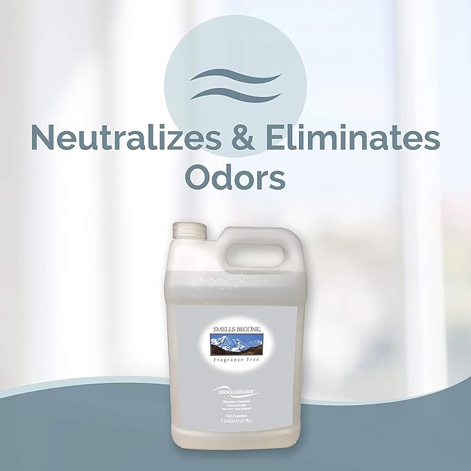 SMELLS BEGONE 1-Gallon Air Freshener Spray - Odor Eliminator - Eliminates Odors from Smoke, Trash Cans, Pets, Cars and Boats - Fragrance Free