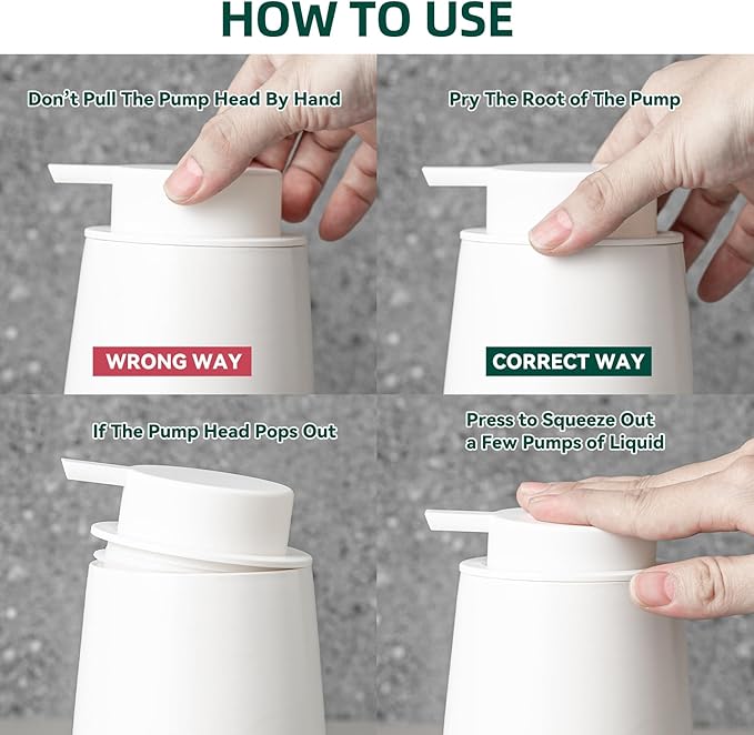 Foaming Soap Dispenser - 12 Oz Ceramic Foam Hand Soap Dispenser for Bathroom, Face Wash Dispenser Bottle with Foaming Pump, Refillable Lotion Dish Soap Foam Dispenser for Kitchen, Matte White