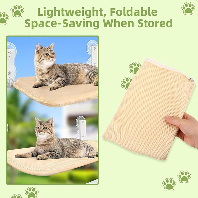 2PCS Replacement Cover for Cat Window Perch, M Size Cordless Cat Window Hammock Bed Accessories, Reversible Breathable/Warm Seat Cover for Inside (White, 20.4" L x 11.8" W)