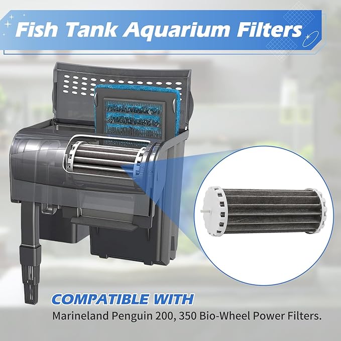 4 Pack Aquarium Filters Compatible with Penguin PRBW2350B 200 350 Fish Tank, Assembly Hang On Filters Cartridge Replacement Part for Bio-Wheel 200B 350B (4 x BioWheels)