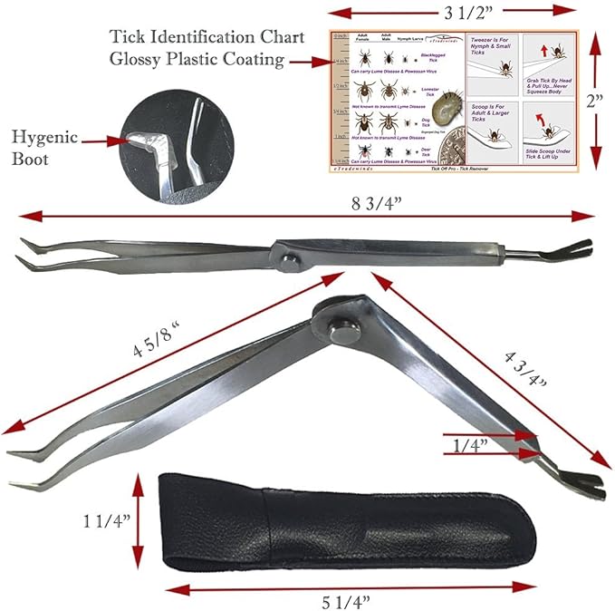 eTradewinds Tick Remover Tool | Hygienic All Stainless Steel Tick Removal Tool with Leather Case (6-Pack)