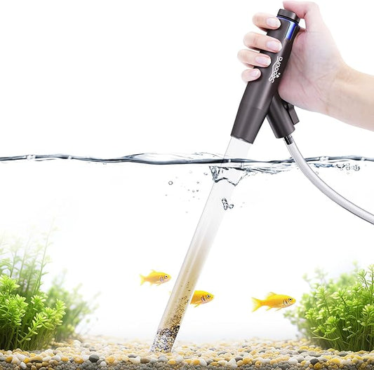 Aquarium Vacuum Gravel Cleaner Adjustable, Aquariums Siphon Fish Tank Cleaner, Manual Python Water Changer with Air Push Button, Fishtank Vacuums Cleaning Kit for Suck Manure Wash Sand