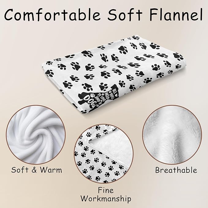 HIWX Paw Print Dog Blanket – Soft Throw for Dog Moms, Gift Idea for Pet Owners, Cozy Blanket for Couch or Bed, 50x60 Inches