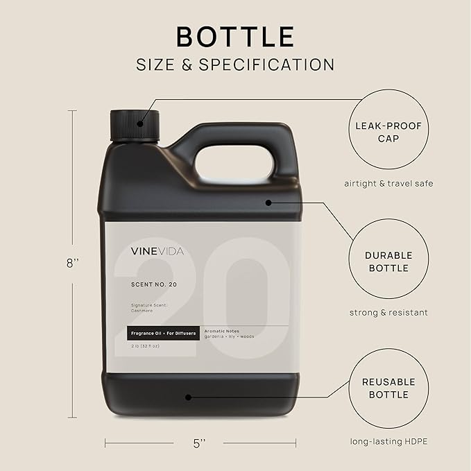 VINEVIDA [32 Fl Oz] Cashmere Fragrance Oil for Cold Air Diffusers, Essential Oils for Diffuser Oil Refill & Air Freshener Room Spray