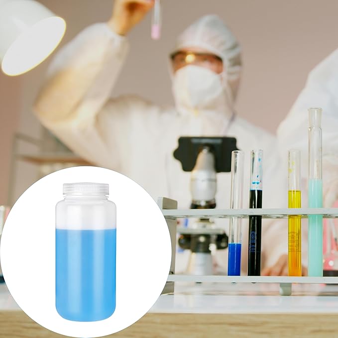 1000ml Plastic Reagent Bottle,Wide Mouth Reagent Bottle with Caps Designed for Laboratories,Classrooms (Nature，30 * 1000ML)