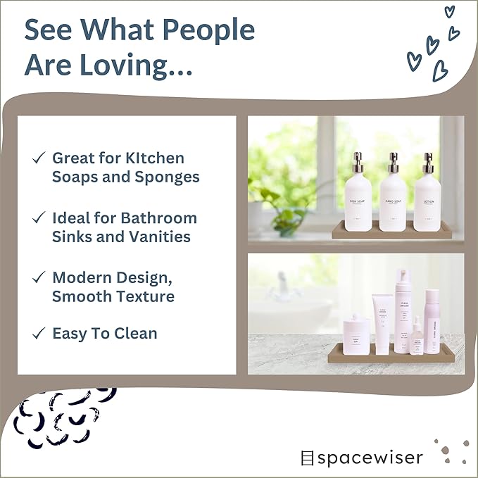 Countertop and Vanity Tray - 11.7" Silicone Bathroom Tray, Flexible Dish Soap Holder for Kitchen, Bathroom Counter Organizer, Shower Toilet Tank Trays Décor Accessories, Sink Makeup Mat Oil