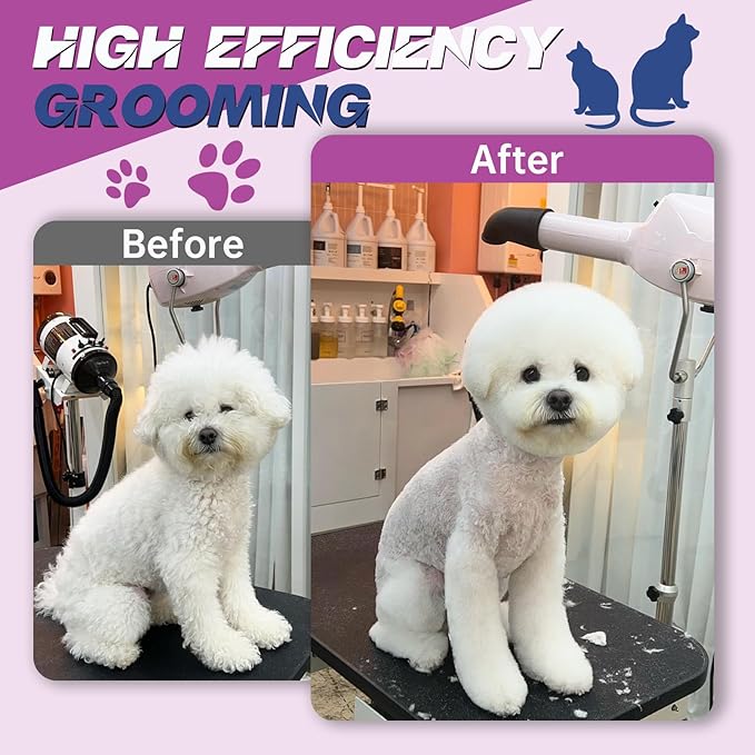 JASON Curved Thinner Dog Scissors - 7” Ergonomic Pet Scissor Purple Curved Thinning Dog Shear 440C Stainless Steel Grooming Shears Professional Pet Shears For Groomer (52-Teeth, Up-curved)