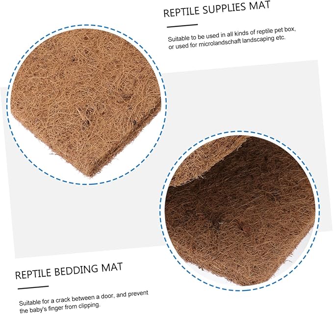 3pcs Natural Coconut Fiber Reptile Bedding Mat Breathable Substrate for Lizard Tank Leopard Gecko Turtle Enclosure Pet Habitat Liner with Strong Permeability and Easy Cleaning