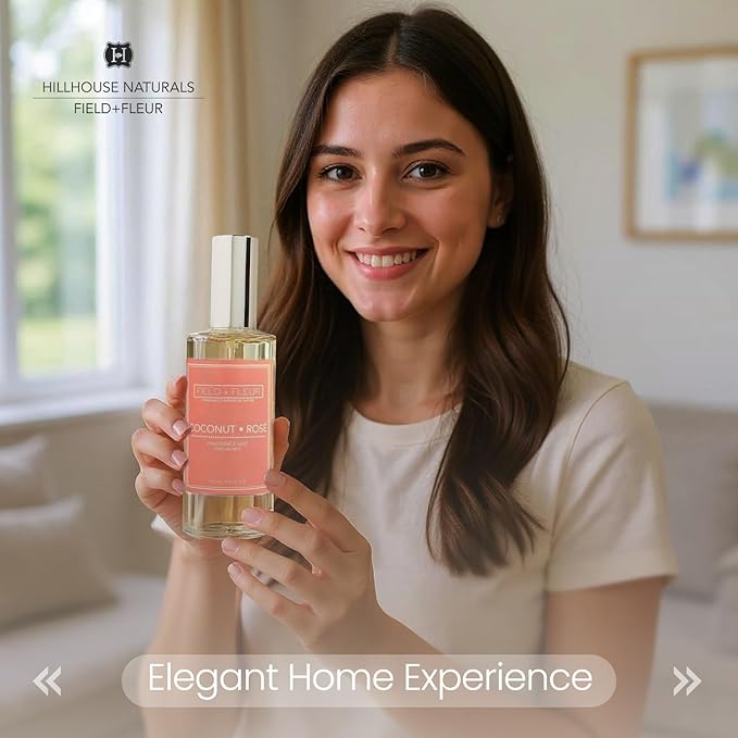 FIELD FLEUR Natural Room and Linen Spray, Non-Toxic Fragrance Mist with Scents of dewy fruits, green citrus, jasmine & white flowers– Long-Lasting Room Spray for Home – Made in USA, 4oz - Coconut Rose