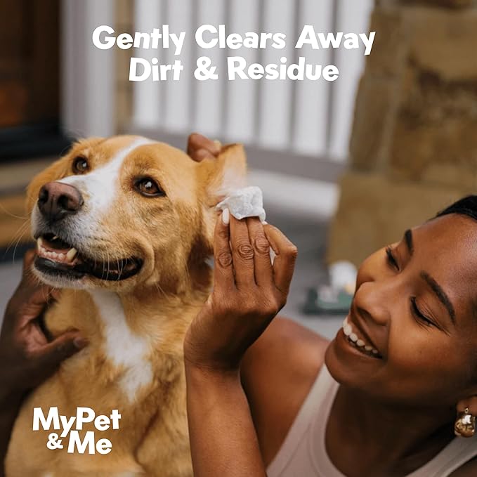My Pet & Me Dog & Cat Ear Cleaning Wipes – 120 Ct | Gentle, Non-Irritating Formula for Routine Ear Care | Soft, Natural Pet Ear Cleaner Wipes