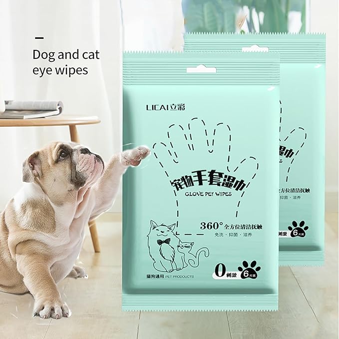 E I F E R 30-Pack Pet Cleaning Glove Wipes, Disposable Dog Bathing & Deodorizing Wipes, Cat Grooming Wipes, Dry Shampoo Pet Wipes, Plant-Based Formula, Non-Woven Fabric, Individually Wrapped