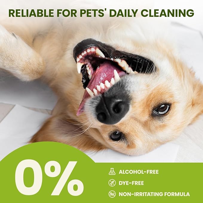 Dog Teeth Cleaning Wipes, Fresh Breath Pet Dental Finger Wipes for Dogs & Cats, Dog Dental Wipes Teeth Wipes, Lick-Safe Pet Toothbrus for Easy Removal of Tartar Buildup, Unscented - 50 PCS