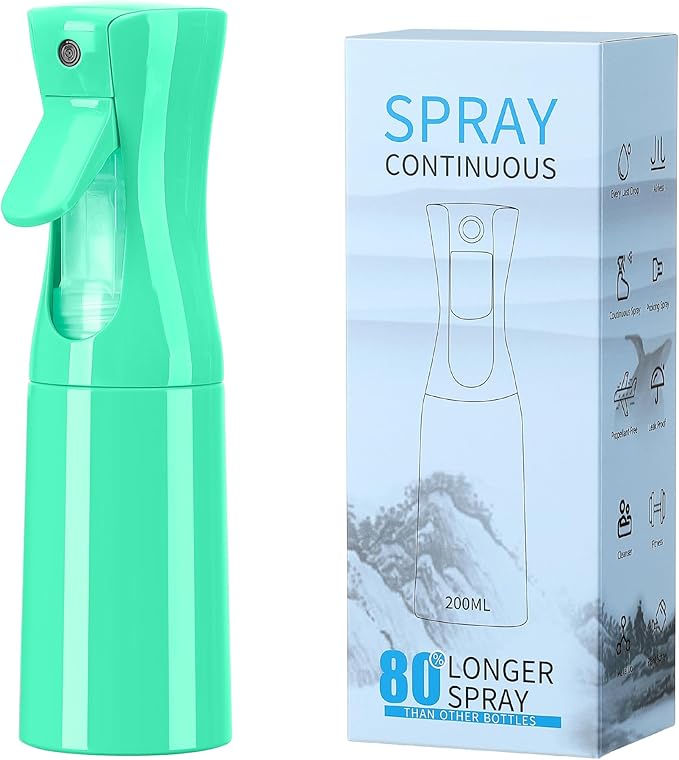 Hair Mister Spray Bottle，Spray Water Bottle Fine Mist Refillable Plants（6.8OZ /200ML） Barber，Showering Pets, Plants, travel, Ironing and Cleaning ﻿ ﻿ ﻿ (Green)
