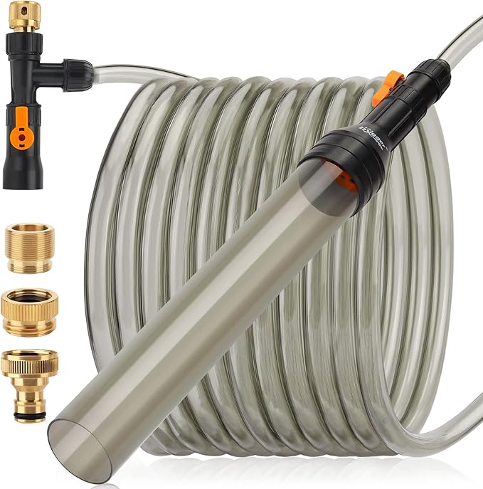 hygger Upgrade Aquarium Water Changer Kit, Semi-Automatic Fish Tank Gravel Cleaner, with 49 FT Water Hose, Flow Control Valve