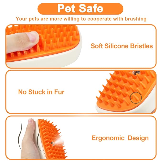 Nepfaivy Cat Steam Brush for Shedding - Steamy Cat Brush for Indoor Cats, Rechargeable Steaming Dog Brush, Pet Spray Hair Removal Comb for Massage, Spritz Defur Comb Mist Water Steamer