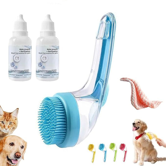 Pets Bath Brush, Pet Bath Brush With Soap Dispenser, Dog Shampoo Brush Scrubber For Long Short Haired Dogs Cats Shower (blue)