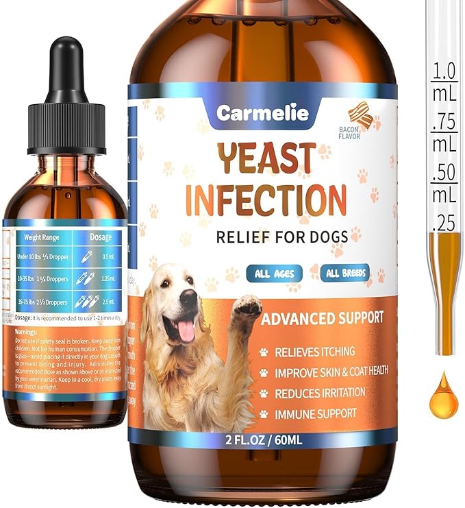 Natural Yeast Relief for Dogs, Supports Healthy Itch Relief, Dog Ear Discomfort Care, Itch Relief for Dog, Allergy Supports, Inflammation Relief for Dogs, 60ml