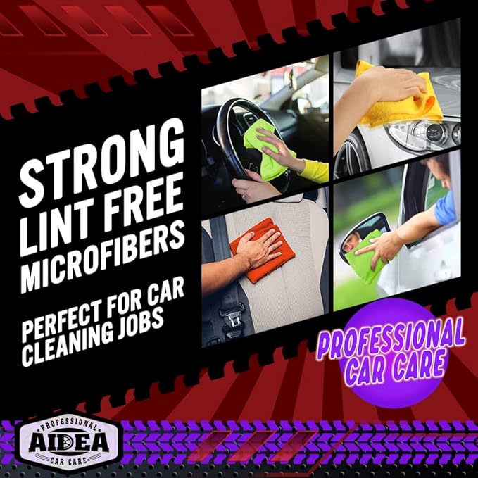 AIDEA Microfiber Cleaning Cloth 10PK, Micro Fiber Cloth for Cleaning Cars, Premium All Purpose Car Towels, Dusting Cloth Cleaning Rags SUVs, House, Kitchen, Window, Workshops, 12"×12"