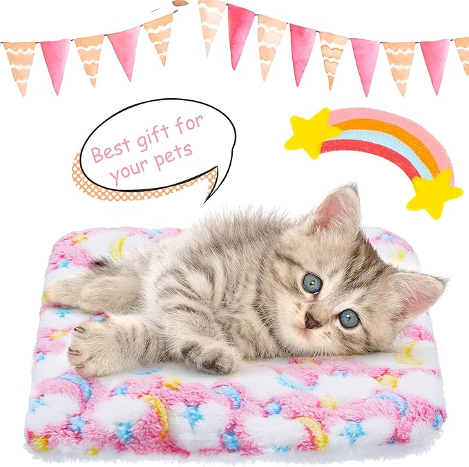 Jetec 4 Pieces Rabbit Bunny Bed 10 x 11 Inch Guinea Pig Mats Plush Bunny Pad Mats Small Animal Dog Cat Bed Dog Hamster Pad