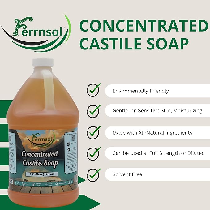 1 Gallon Concentrated Castile Gel Soap – Unscented, Fragrance-Free – Ultra Thick Natural Cleaner for Hands, Laundry, and Surfaces – Biodegradable – 128oz Refill