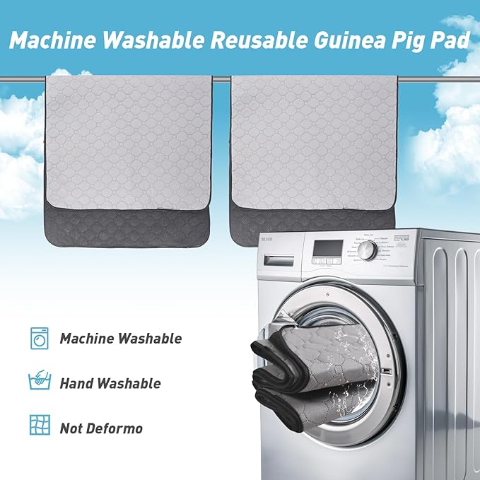 2 Pack Guinea Pig Cage Liners, LWYMX 24'' X 48'' Washable Guinea Pig Pee Pads, Non Slip Reusable Super Absorbent Guinea Pig Training Mat Bedding Fleece for Small Animals Hamster Rabbit Chinchilla Rat