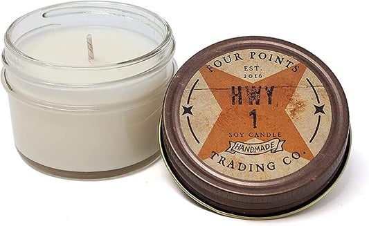 HWY-1 Scented 4 Oz Soy Aromatherapy Candle w/Jar - Four Points Trading Co.