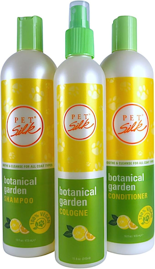 Pet Silk Botanical Garden Shampoo, Conditioner, Cologne Bundle, Infused with Lemon Verbena & Botanical Oils, Cleanse, Condition and Refresh Your Pet's Coat with Ease in an Easy-to-Use Bundle!