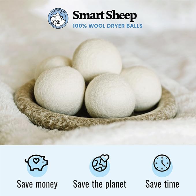 Wool Dryer Balls - Smart Sheep 3-Pack - XL Premium Natural Fabric Softener Award-Winning - Wool Balls Replaces Dryer Sheets - Wool Balls for Dryer - Laundry Balls for Dryer (Playful Pups)
