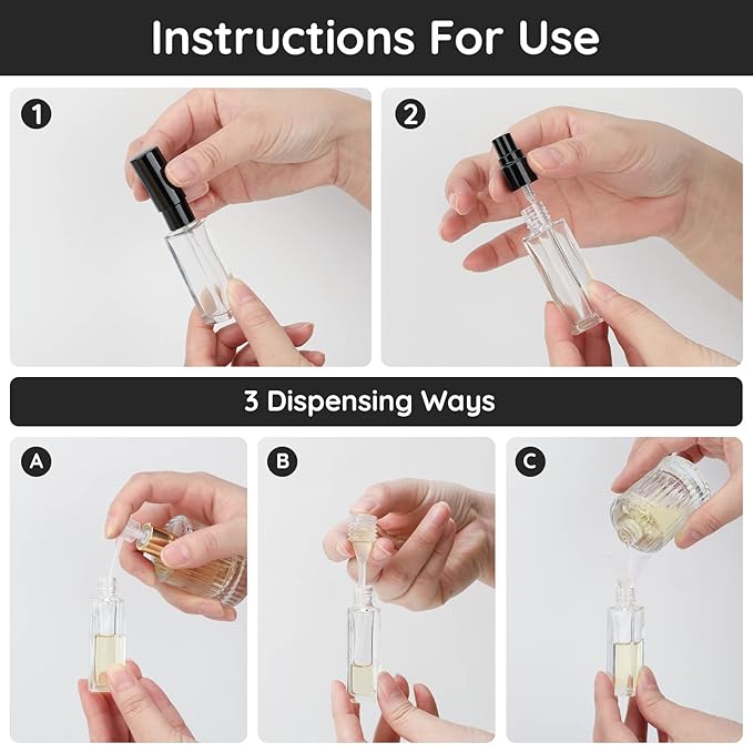 Segbeauty Mini Perfume Spray Bottles, 5 Set of 10ML Clear Glass Travel Perfume Atomizer Refillable, Empty Tiny Sprayer Fragrance Scent Sample Spray Containers Cosmetics Essential Oil Dispensing Bottle