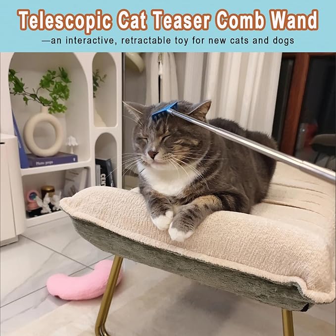 2-Pack Touch Therapy Toys for Pet, Telescopic Pet Massage Stick for Anxious Cats & Dogs, Bonding, Training & Stress Relief, Safe Touch for New Pets, Extends to 26" (B)