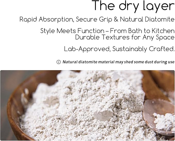 Stone Bath Mat 24"x16" - Diatomaceous Earth Shower Mat, Quick Dry, Anti-Slip, Modern Design with Bonus Non-Slip Pad - Perfect for Home Safety and Style, White,Semicircle