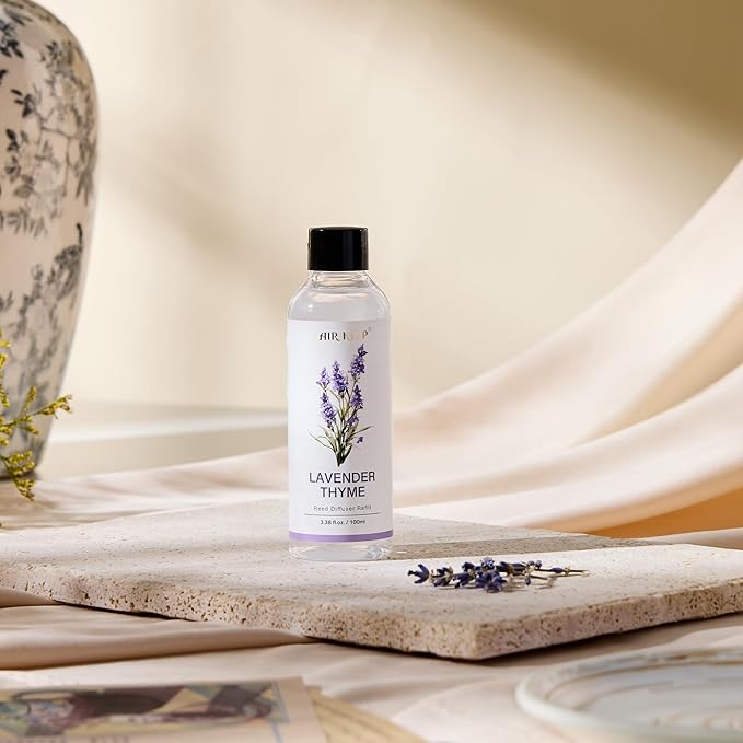 Airkeep Reed Diffuser Oil Refill/Lavender Thyme/3.38oz（100ml/1 Pack/Scented Oil Refill for Reed Diffuser Home Fragrance for Bedroom, Bathroom Office Home Decor
