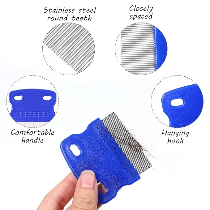 Eye Comb for Pets, 6 Pcs Flea Lice Comb Professional Pet Tear Stain Remover Dog Cat Grooming Combs Stainless Steel Combs Dematting Tool for Small Medium Pets