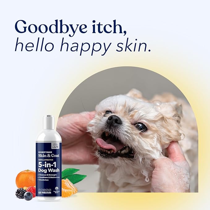 Honest Paws Dog Shampoo and Conditioner - Premium Dog Wash for Allergies and Dry, Itchy, Moisturizing for Sensitive Skin - Sulfate Free, Plant Based, All Natural - 8 Fl Oz