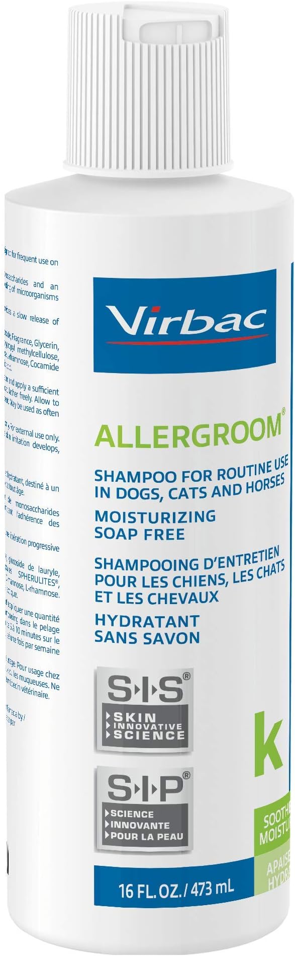 Virbac Allergroom Pet Shampoo For Dogs, Cats & Horses (16 oz) - For Normal or Dry Skin