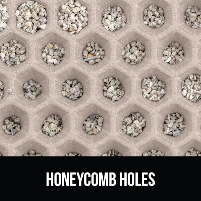 GORILLA GRIP Honeycomb Cat Litter Box Mat, 35x24 Two Layer Trapping Waste Mats, Soft On Paws, Litter Box Supplies and Essentials for Indoor Cats, Traps Excess, Water Resistant for Floors, Beige