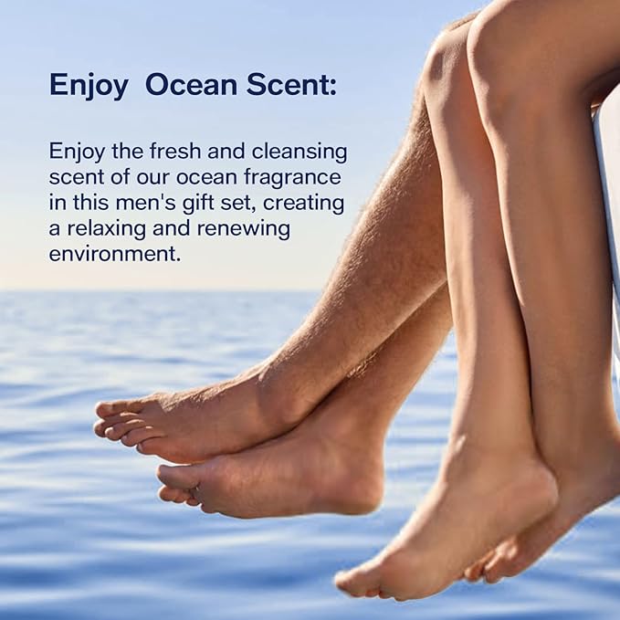 PEARLWORLD 12Pcs Men's Birthday Gift Ideas Ocean-Scented Bath Spa Set - Skin Care Gift Kit for Him, Ideal Men Gifts for Christmas, Self-Care
