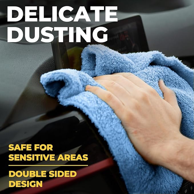 Edgeless Microfiber Towels for Cars – 6pk (12”x12”) - 540 GSM - Super Soft Detailing & Buffing – Scratch-Free & Absorbent Microfiber Cleaning Cloths for Car Polishing